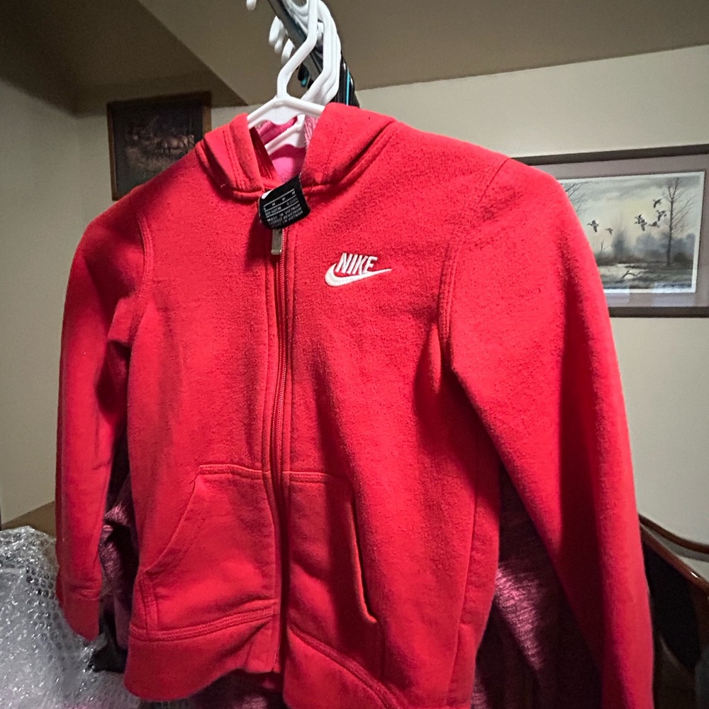 Red Boys Nike Zip Up Hoodie Size 5-6